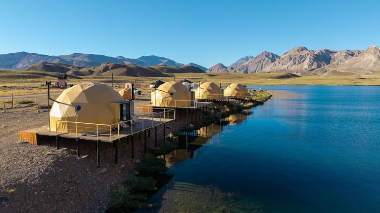 Luxury glamping tent with stunning views